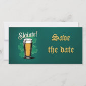 Slàinte! Saint Patrick's Day Pint van bier op groe Save The Date (Voorkant)
