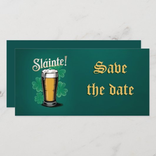 Slàinte! Saint Patrick's Day Pint van bier op groe Save The Date (Voorkant / Achterkant)