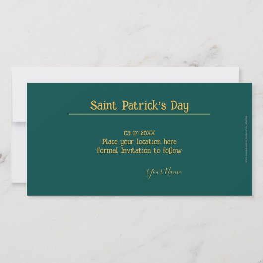 Slàinte! Saint Patrick's Day Pint van bier op groe Save The Date (Achterkant)