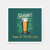 Slàinte! Saint Patrick's Day Pint van bier op groe Servet (Voorkant)