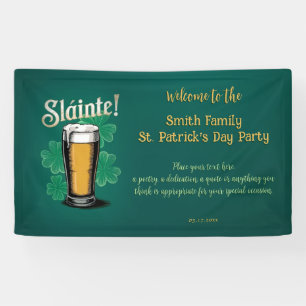 Slàinte! Saint Patrick's Day Pint van bier op groe Spandoek