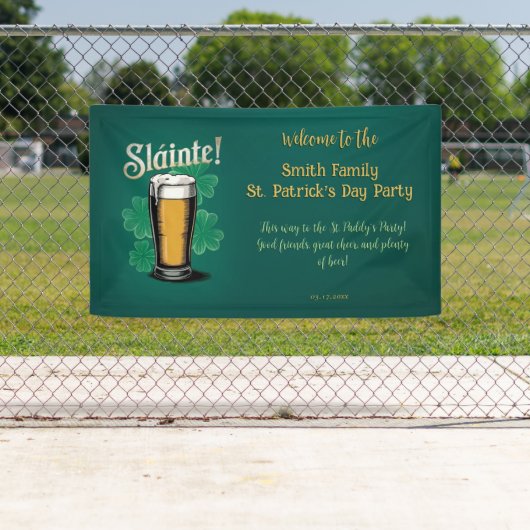 Slàinte! Saint Patrick's Day Pint van bier op groe Spandoek (Insitu)