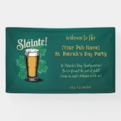 Slàinte! Saint Patrick's Day Pint van bier op groe Spandoek (Horizontaal)