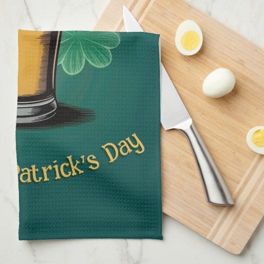 Slàinte! Saint Patrick's Day Pint van bier op groe Theedoek (Quarter Fold)