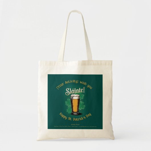 Slàinte! Saint Patrick's Day Pint van bier op groe Tote Bag (Voorkant)