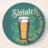 Slàinte! Saint Patrick's Day Pint van bier op groe Zandsteen Onderzetter (Voorkant)