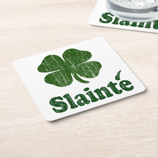 Slainte Shamrock Kartonnen Onderzetters (Schuin)