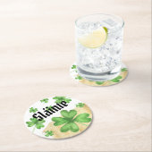 Slainte Shamrock Ronde Kartonnen Onderzetter (Insitu)