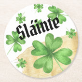 Slainte Shamrock Ronde Kartonnen Onderzetter (Voorkant)