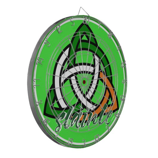 Slainte St. Patrick's Day Keltisch Triquetra Iers Dartbord (Voorkant Links)