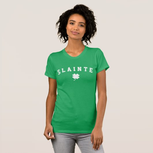 Sláinte | Vier lederen klaver T-shirt (Voorkant volledig)