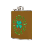Slainte w clover brown wrapped flask heupfles (Links)