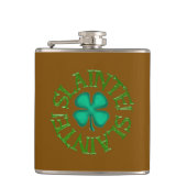Slainte w clover brown wrapped flask heupfles (Voorkant)