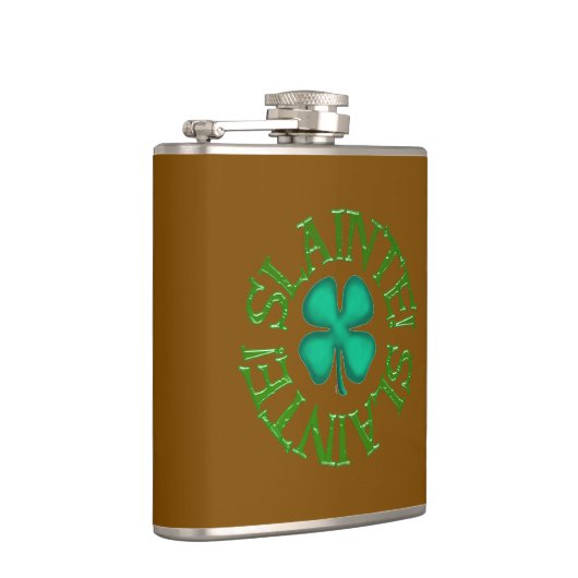 Slainte w clover brown wrapped flask heupfles (Rechts)