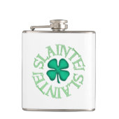 Slainte w clover white wrapped flask heupfles (Voorkant)
