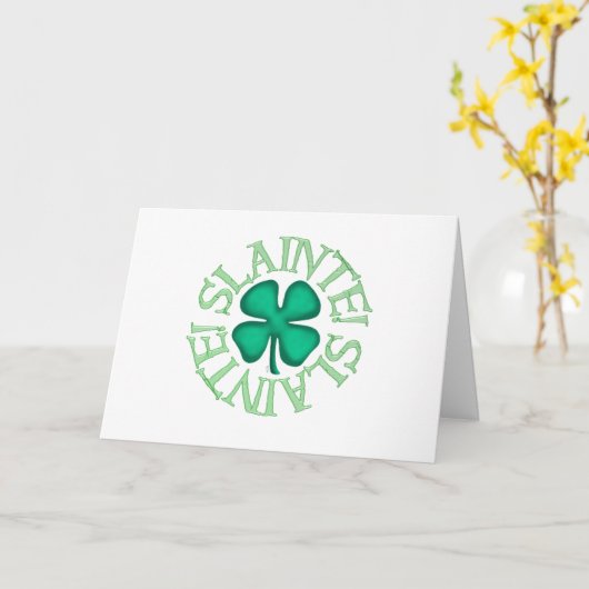 Slainte white greeting card kaart (Gele Bloem)