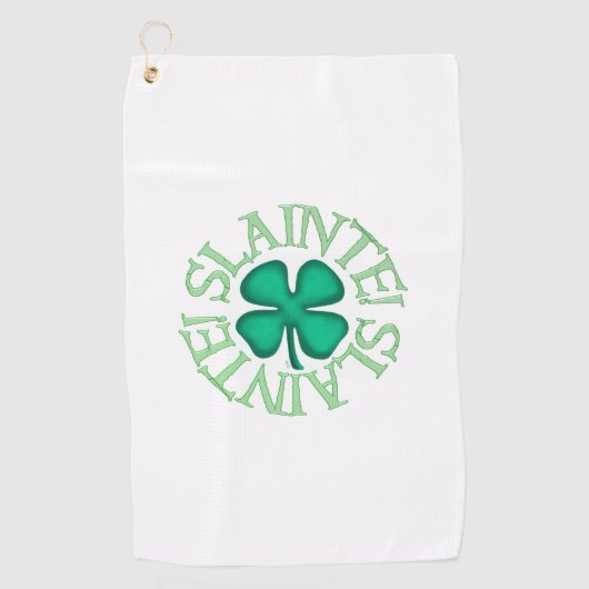 Slainte witte golfhanddoek (Voorkant)