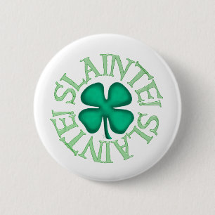 Slainte witte knop ronde button 5,7 cm