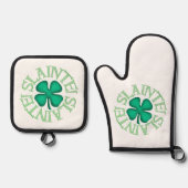 Slainte zilveren quilt ovenwanten pottenhouders ovenwant & pannenlap set (Voorkant)