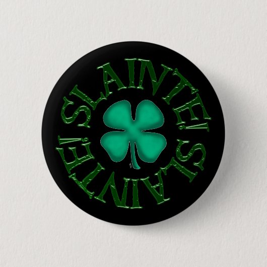Slainte zwarte knop ronde button 5,7 cm (Voorkant)