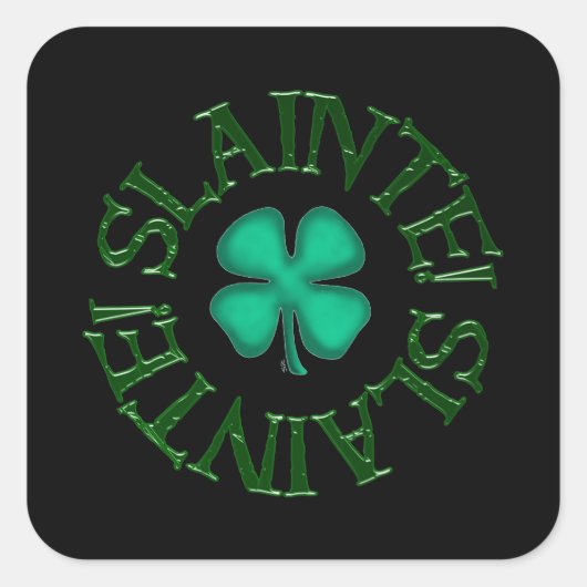 Slainte zwarte vierkante stickers (Voorkant)