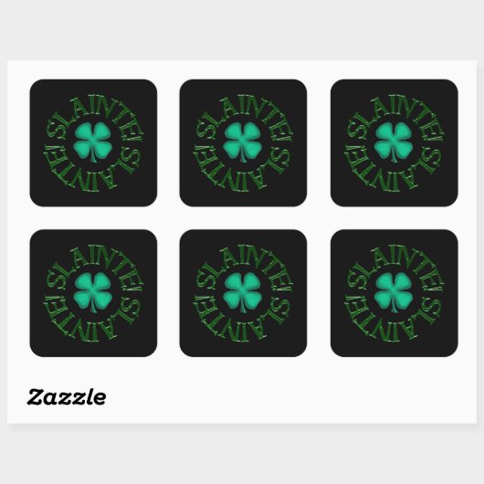 Slainte zwarte vierkante stickers (Vel)