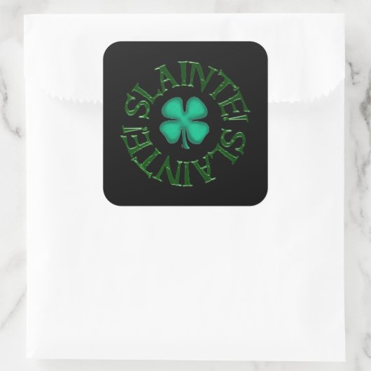 Slainte zwarte vierkante stickers (Tas)