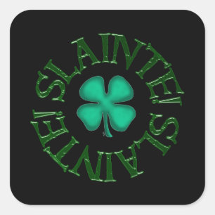 Slainte zwarte vierkante stickers