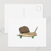 Slak als schaatser met skeelerboard briefkaart (Voorkant / Achterkant)