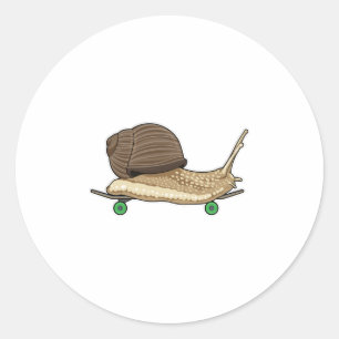 Slak als Skater met Skateboard Ronde Sticker