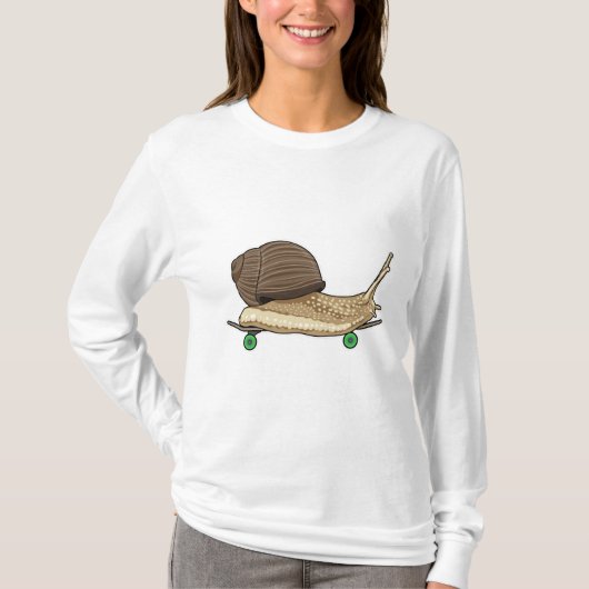 Slak als Skater met Skateboard T-shirt (Voorkant)