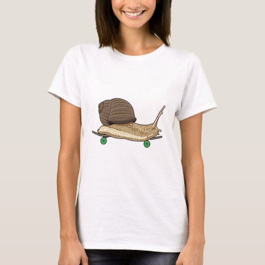 Slak als Skater met Skateboard T-shirt (Voorkant)