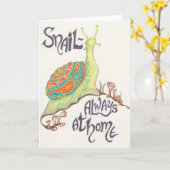 Slak-altijd thuis notecard kaart (Gele Bloem)