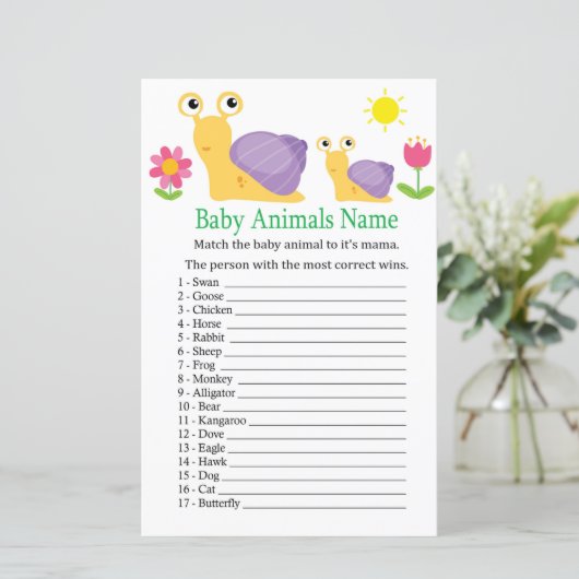 Slak Baby Animals Name Game (Staand voorkant)