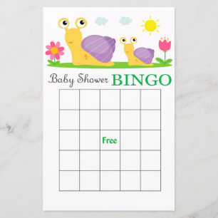 Slak baby shower bingo card