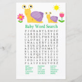 Slak Baby shower Word Search Game (Voorkant)