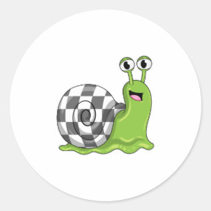 Slak bij Chess met Chessboard Ronde Sticker