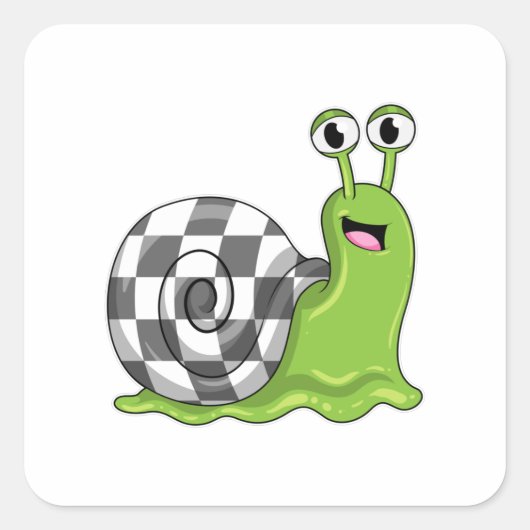 Slak bij Chess met Chessboard Vierkante Sticker (Voorkant)