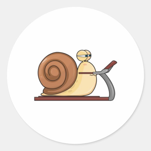Slak bij Jogging op Treadmill Ronde Sticker (Voorkant)