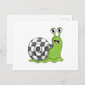 Slak bij schaken met schaakbord briefkaart (Voorkant / Achterkant)