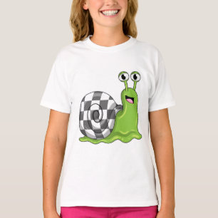 Slak bij schaken met schaakbord t-shirt