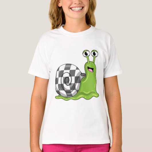 Slak bij schaken met schaakbord t-shirt (Voorkant)