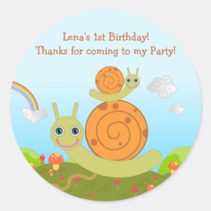 Slak Birthday Party bedankt voor je opmerking Ronde Sticker