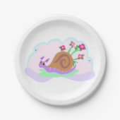 slak en bloemen papieren bordje (Voorkant)