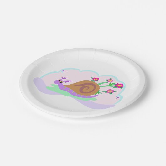 slak en bloemen papieren bordje (Gekanteld)