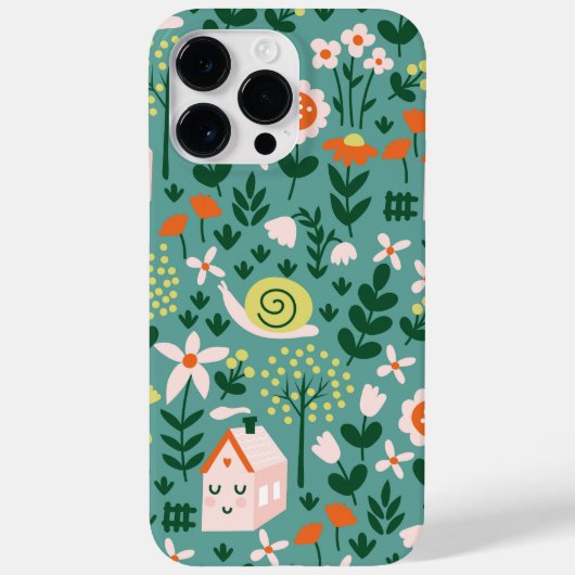 Slak en bloemen Schattigee tuin botanisch Case-Mate iPhone Case (Achterkant)