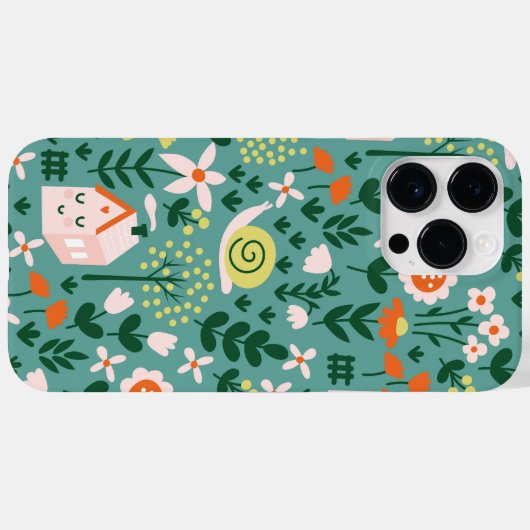 Slak en bloemen Schattigee tuin botanisch Case-Mate iPhone Case (Achterkant (horizontaal))