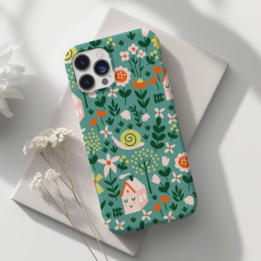 Slak en bloemen Schattigee tuin botanisch Case-Mate iPhone Case