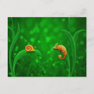 Slak en Chameleon Briefkaart