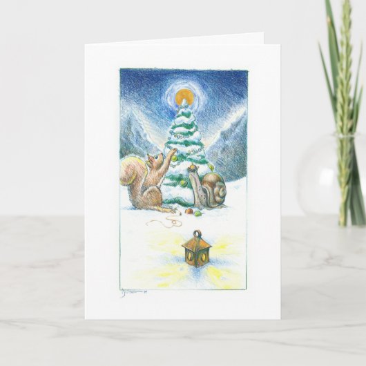 Slak en Eekhoorn III: Het verfraaien Feestdagen Kaart (Voorkant)